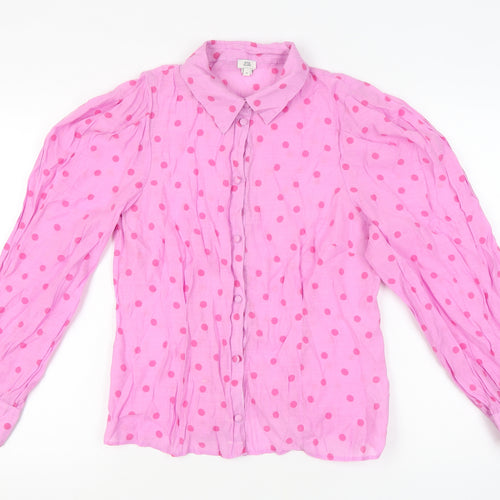 River Island Women's Pink Polka Dot Blouse Size 16