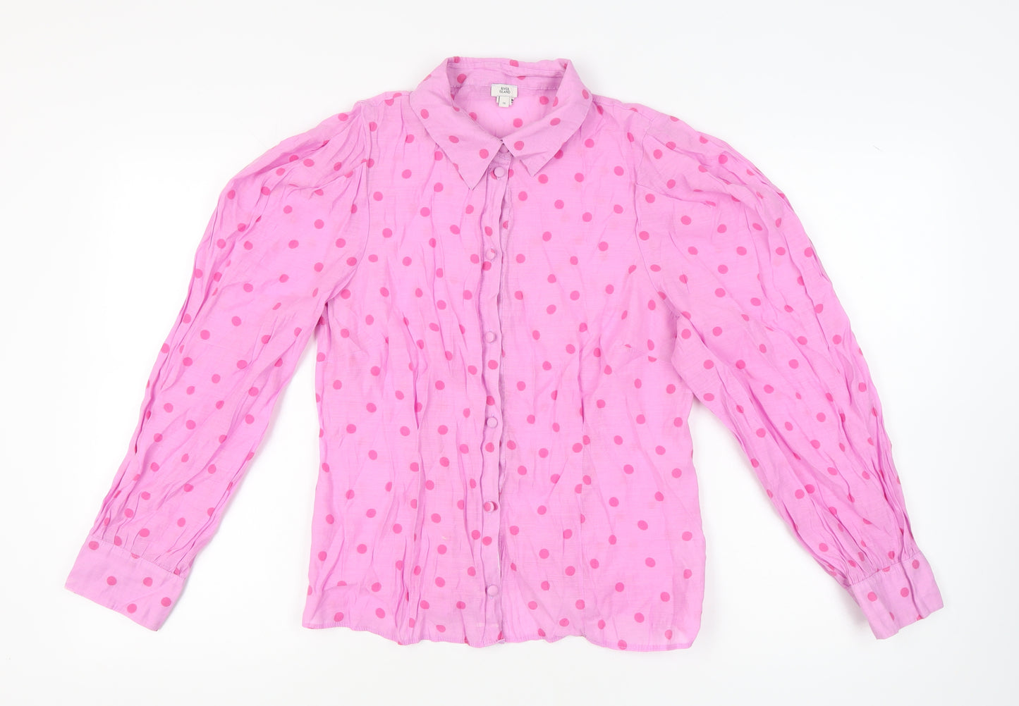 River Island Women's Pink Polka Dot Blouse Size 16