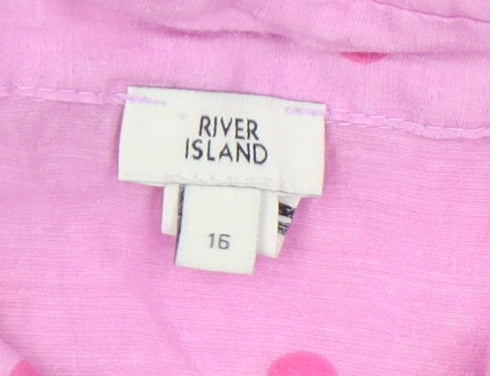 River Island Women's Pink Polka Dot Blouse Size 16