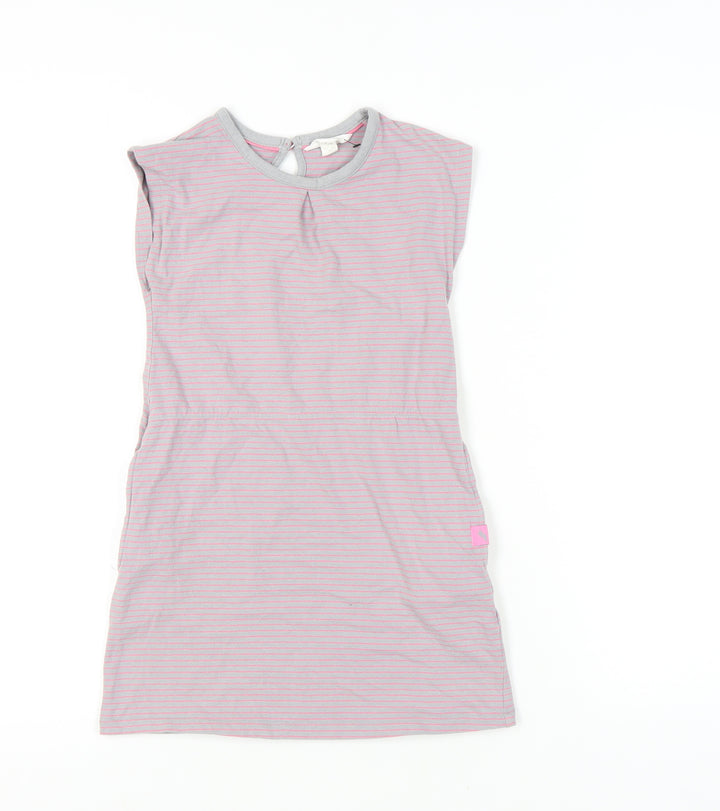 Trespass Girls Pink Striped T-Shirt Dress 7-8 Years