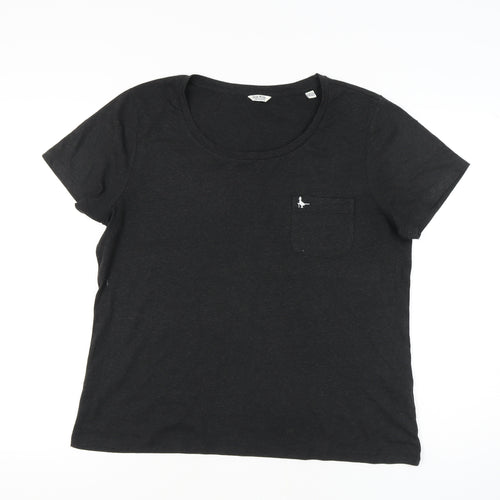 Jack Wills Women's Black T-Shirt, Size 16, Short Sleeve