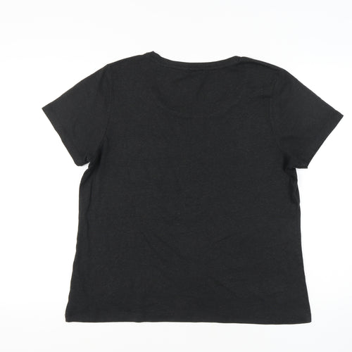 Jack Wills Women's Black T-Shirt, Size 16, Short Sleeve