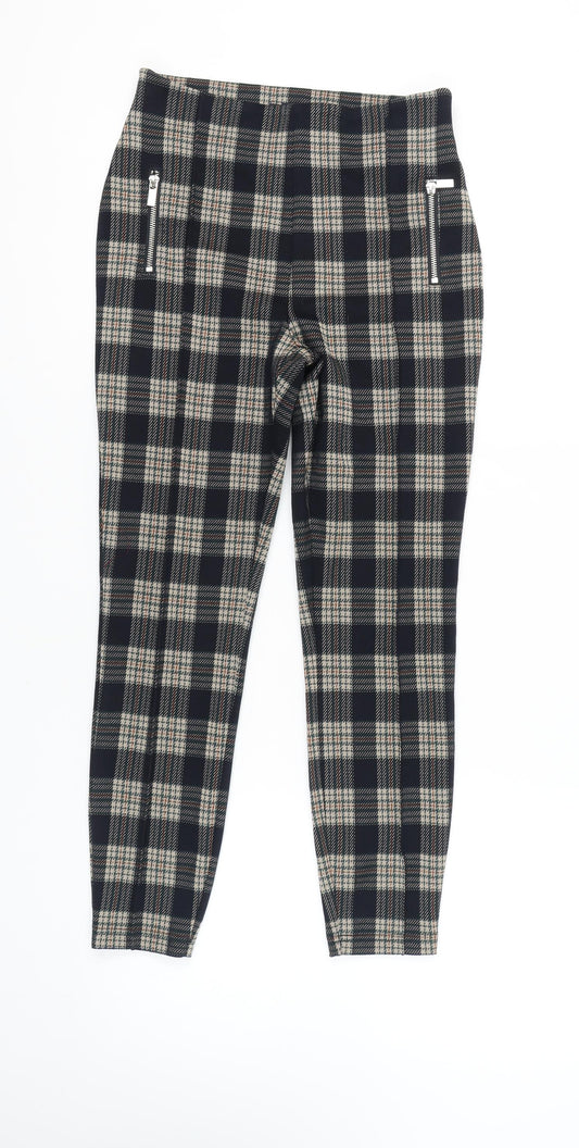 Next Women's Black Plaid Leggings, Size 8, Autumn/Winter
