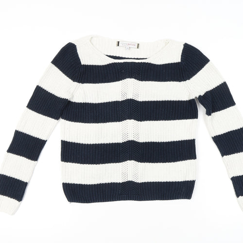 Principles Women Multicolour Striped Pullover Size 10 Petite