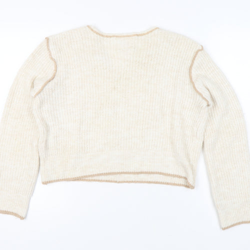 Pull&Bear Women's Ivory Jumper Size 10