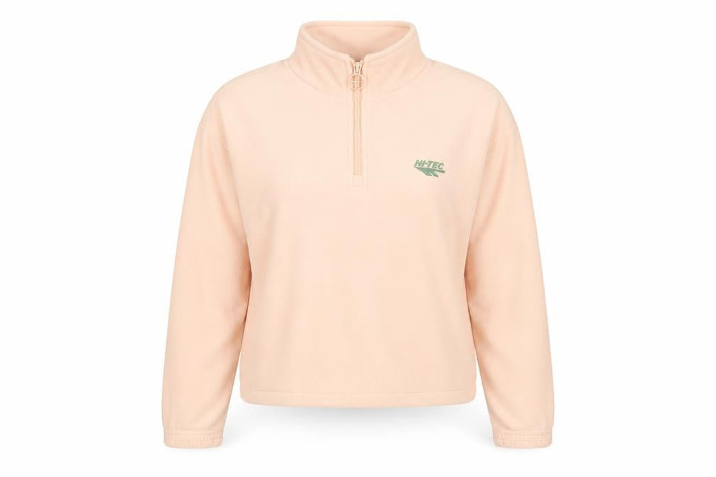 Front view of HI-TEC Women's Beige 1/4 Zip Fleece Sweatshirt, size 12
