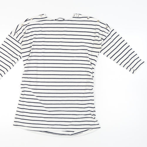 Marks and Spencer Women's White Striped Jersey T-Shirt