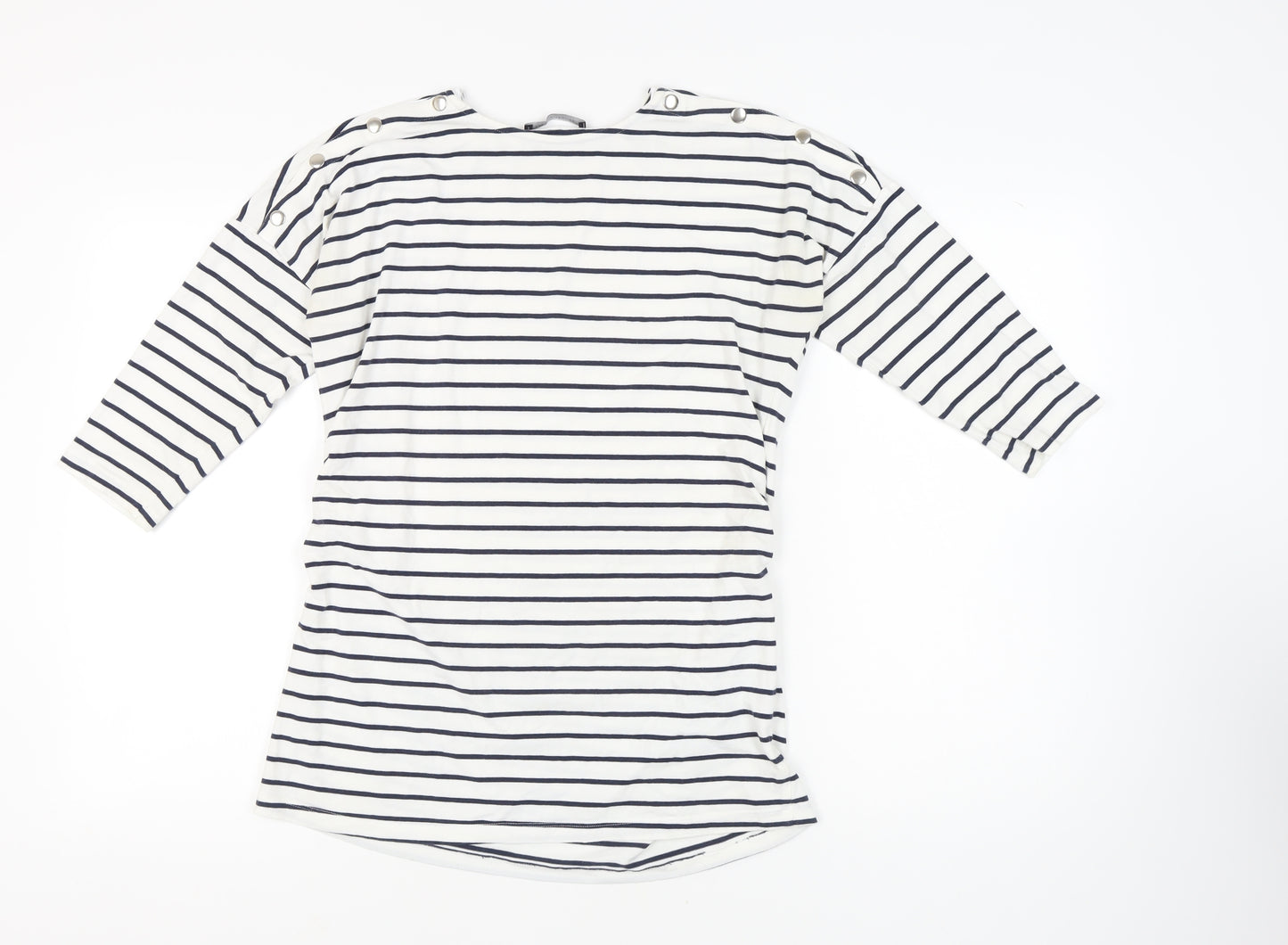 Marks and Spencer Women's White Striped Jersey T-Shirt