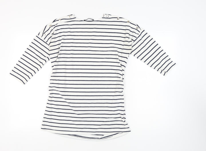 Marks and Spencer Women's White Striped Jersey T-Shirt