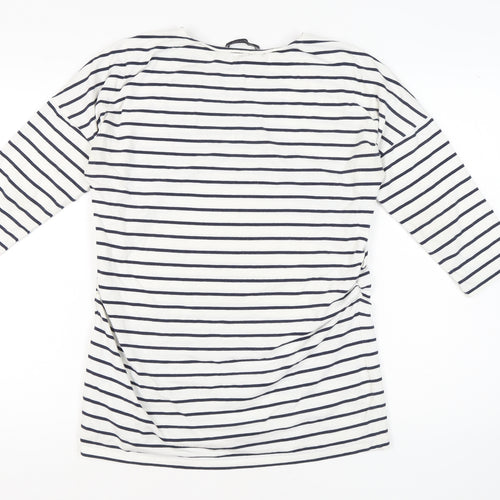 Marks and Spencer Women's White Striped Jersey T-Shirt