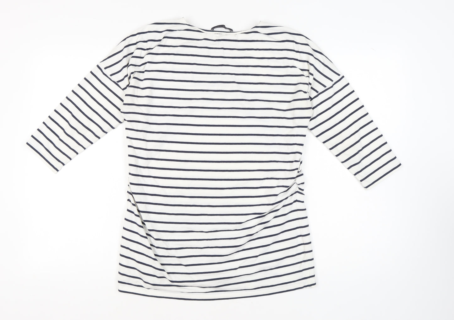 Marks and Spencer Women's White Striped Jersey T-Shirt