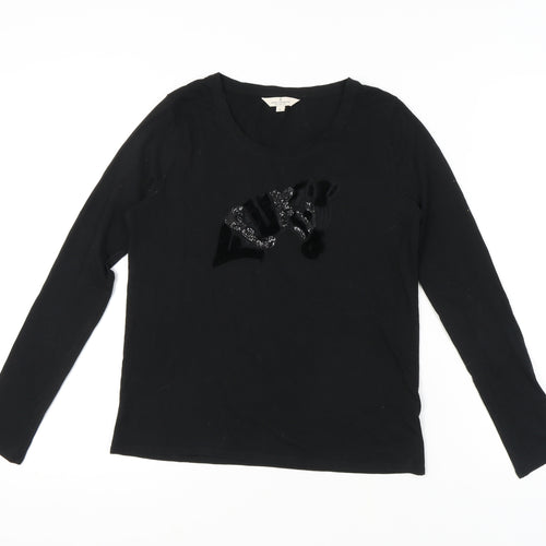French Connection Women's Black Sequin Long Sleeve T-Shirt