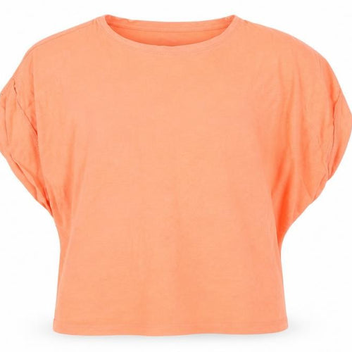 Zara Girls Orange Cotton T-Shirt 13-14 Years Solid Crew Neck