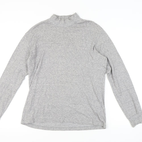 Uniqlo Men's Grey Long Sleeve High Neck T-Shirt M