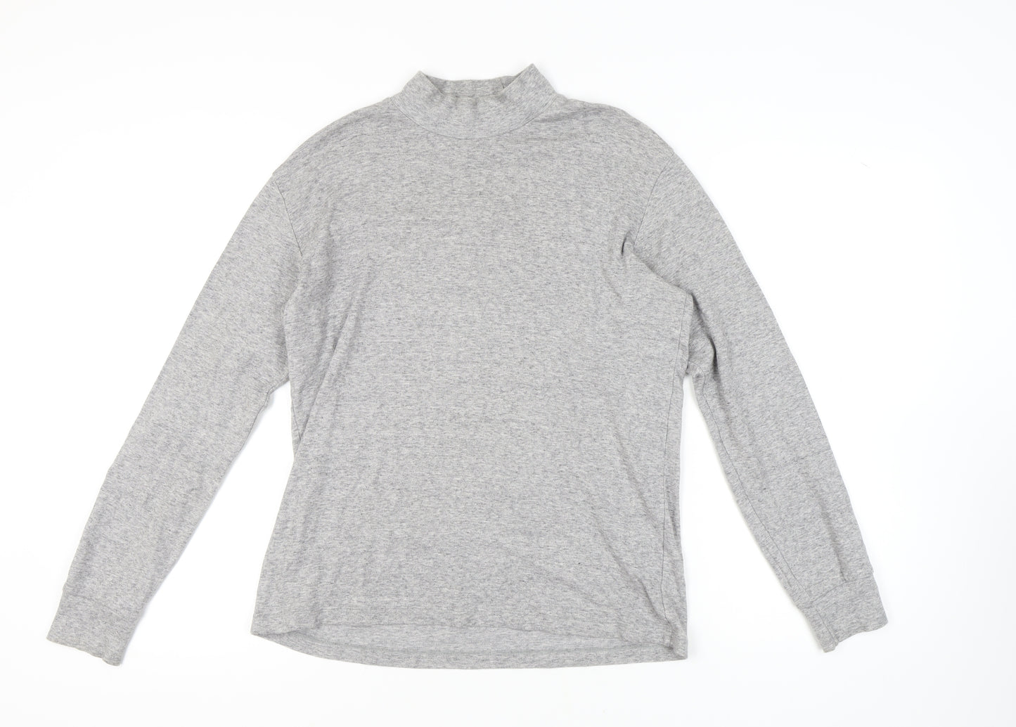 Uniqlo Men's Grey Long Sleeve High Neck T-Shirt M