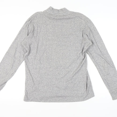 Uniqlo Men's Grey Long Sleeve High Neck T-Shirt M