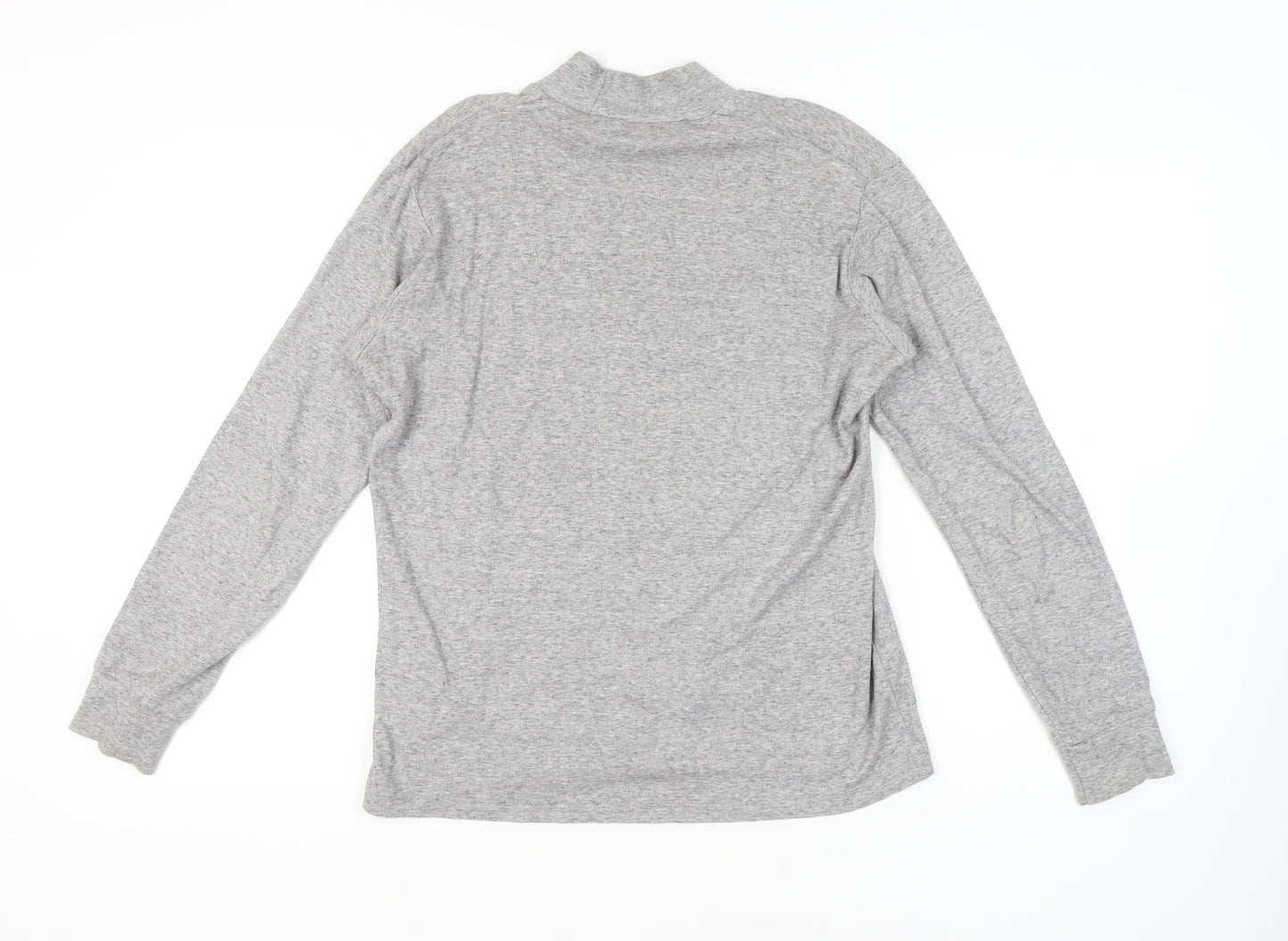 Uniqlo Men's Grey Long Sleeve High Neck T-Shirt M