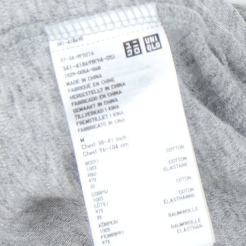 Uniqlo Men's Grey Long Sleeve High Neck T-Shirt M