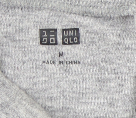 Uniqlo Men's Grey Long Sleeve High Neck T-Shirt M