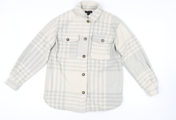 New Look Women's Beige Plaid Jacket Size 10