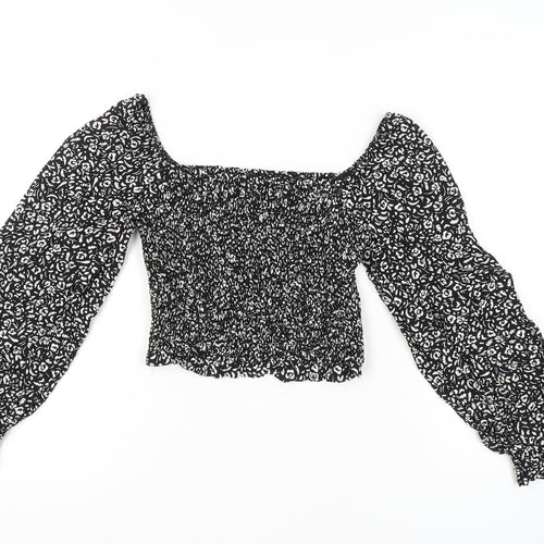 Nobody's Child Women's Black Floral Blouse Size 8