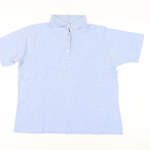EWM Women's Blue Polo Shirt Size M Cotton Casual