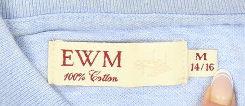 EWM Women's Blue Polo Shirt Size M Cotton Casual