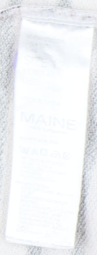 Maine New England Women's Grey Striped Henley Sweatshirt, Size 12