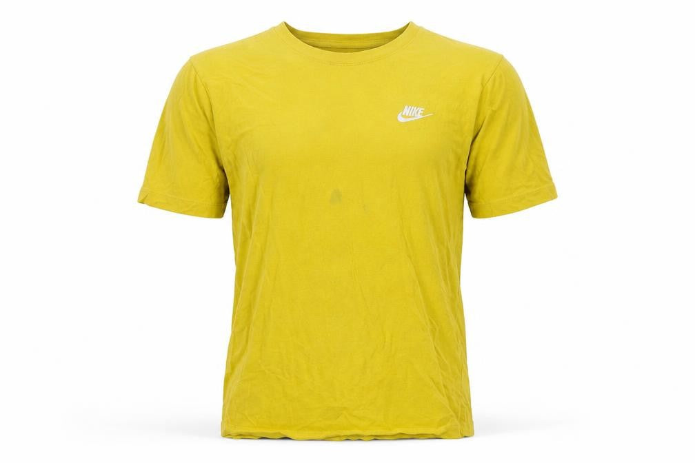 Front view of Nike Men's Yellow S Cotton Logo T-Shirt