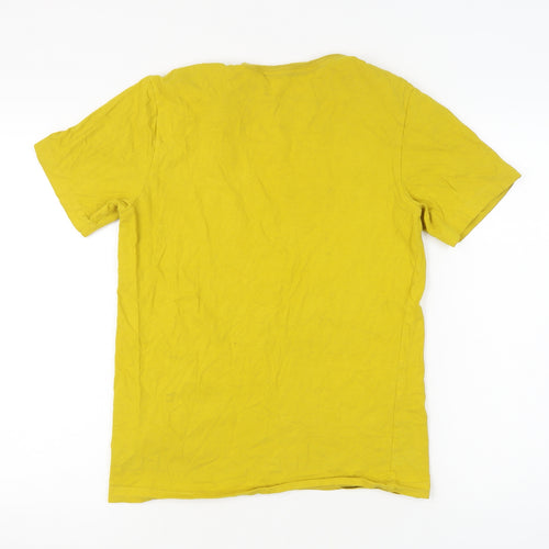 Nike Men's Yellow S Cotton Logo T-Shirt