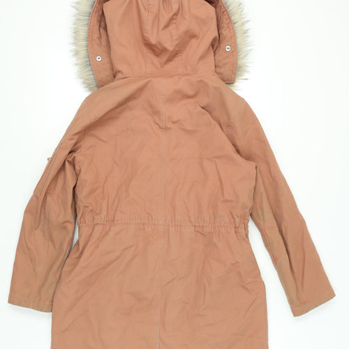 ASOS Women's Brown Parka Coat, Size 10, Hooded Winter Style