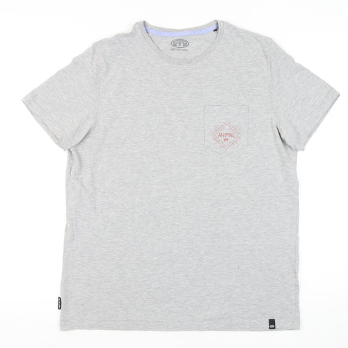 Animal Grey Men's Crew Neck T-Shirt, Size L