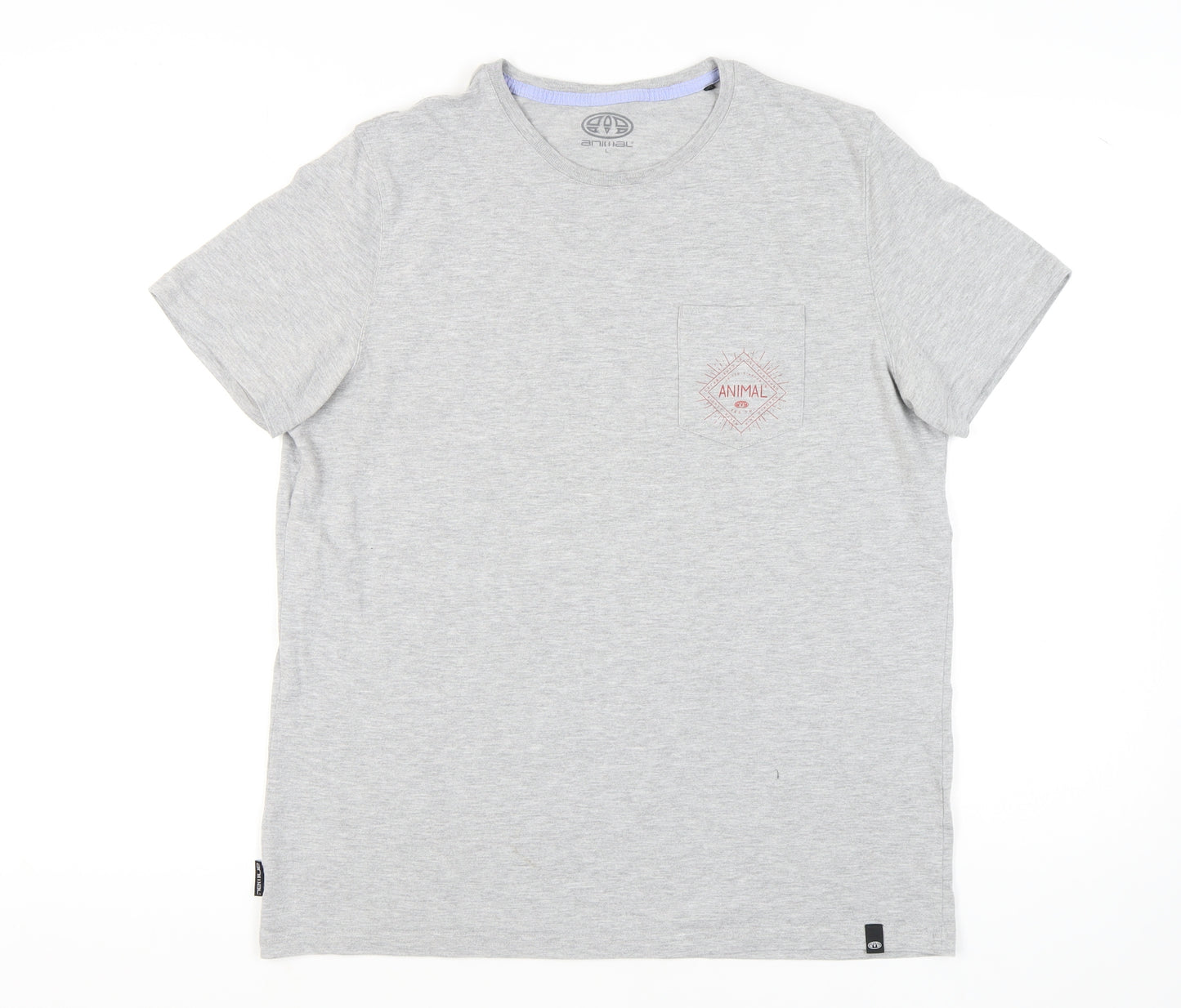 Animal Grey Men's Crew Neck T-Shirt, Size L