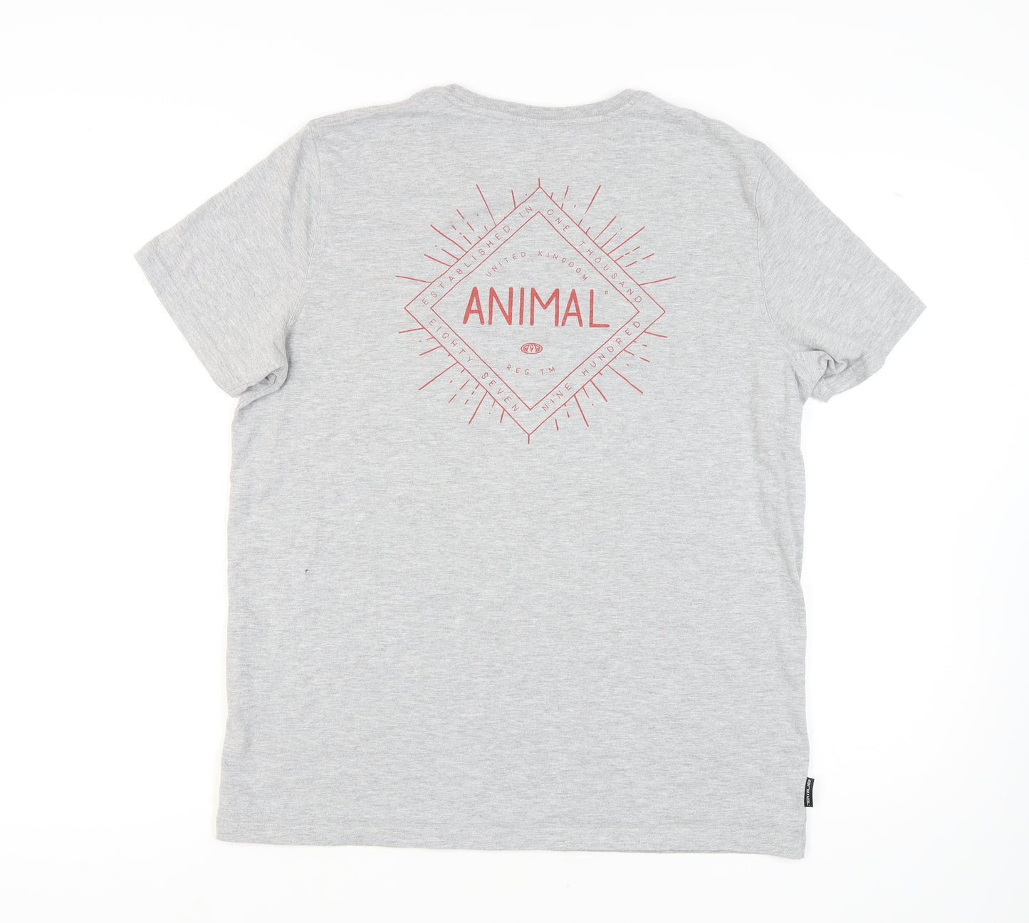 Animal Grey Men's Crew Neck T-Shirt, Size L