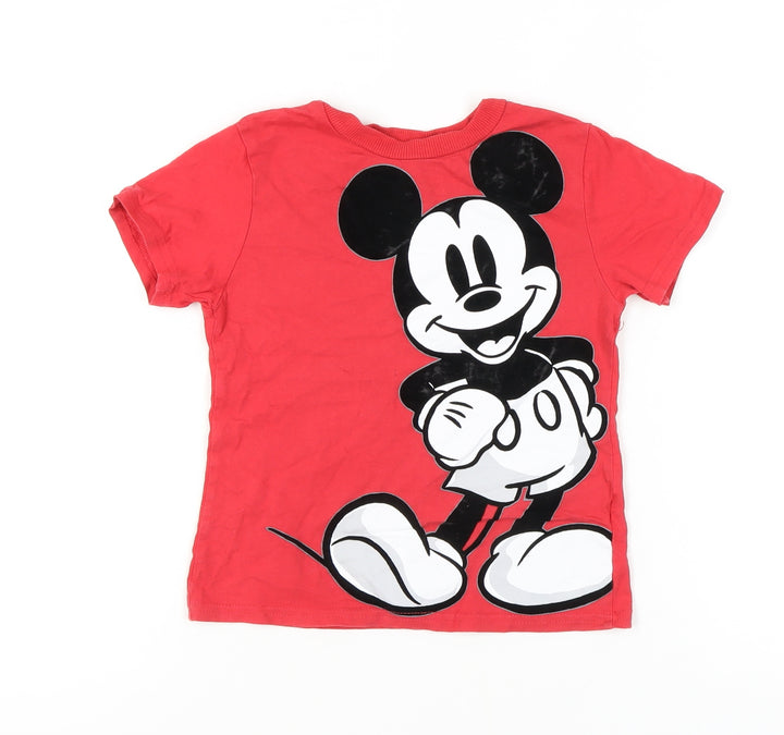 Disney Girls Red Mickey Graphic T-Shirt - 4 Years