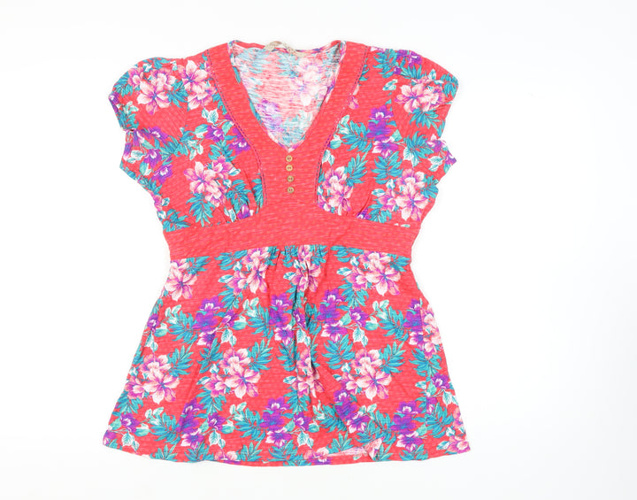 Mandaruy Women's Floral Blouse, Size 16, Red, Tunic Style