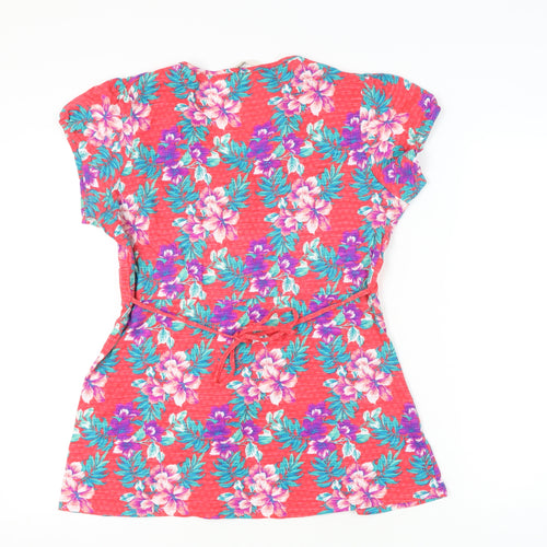Mandaruy Women's Floral Blouse, Size 16, Red, Tunic Style