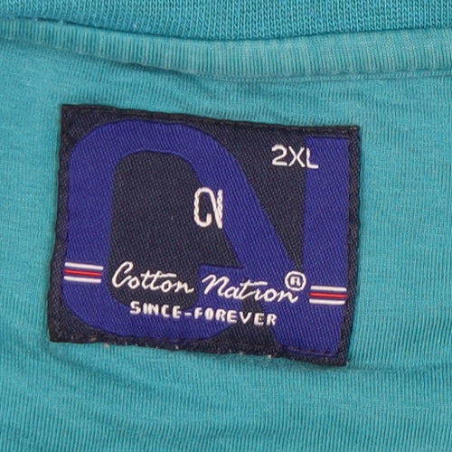 Cotton Nation Men’s Blue Graphic 2XL T-Shirt