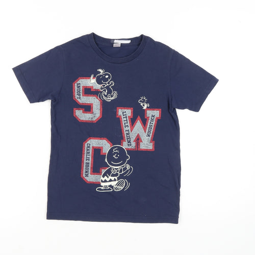 Uniqlo Girls Blue Graphic T-Shirt, 9-10 Years, Cotton Blend