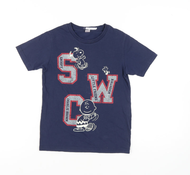 Uniqlo Girls Blue Graphic T-Shirt, 9-10 Years, Cotton Blend