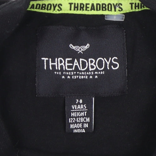 Threadboys Boys Black Graphic T-Shirt, 7-8 Years, Short Sleeve