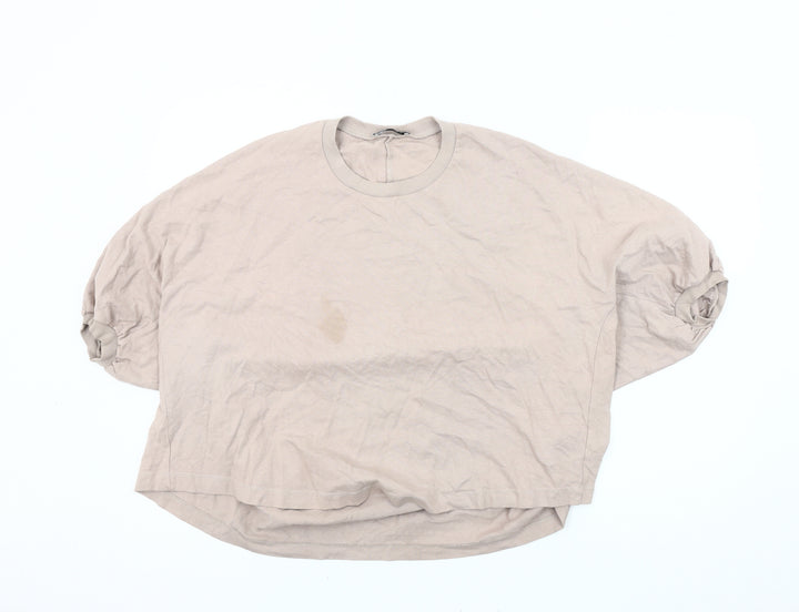 Zara Women's Beige Dolman Sleeve Sweatshirt M