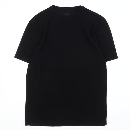 River Island Men's Black Crew Neck T-Shirt, Size S