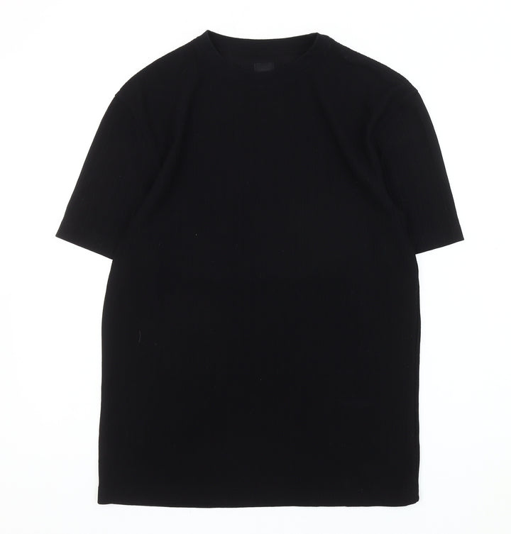 River Island Men's Black Crew Neck T-Shirt, Size S