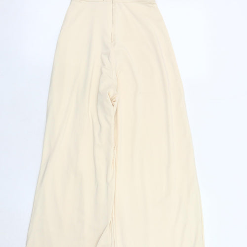 Oh Polly Beige Wide-Leg Jumpsuit, Size 8, Elegant V-Neck