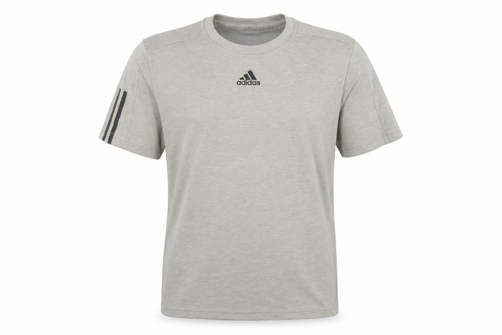 Front view of Adidas Men's Grey T-Shirt, Medium, Gym Wear