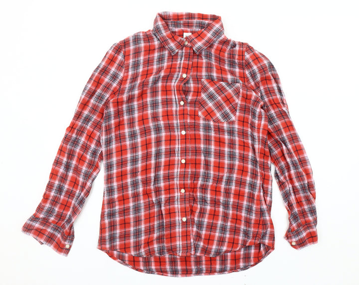 GAP Men's Red Plaid Button-Up Shirt Size S