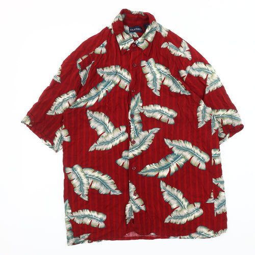 Puritan Men's Red Tropical Floral Shirt - Small