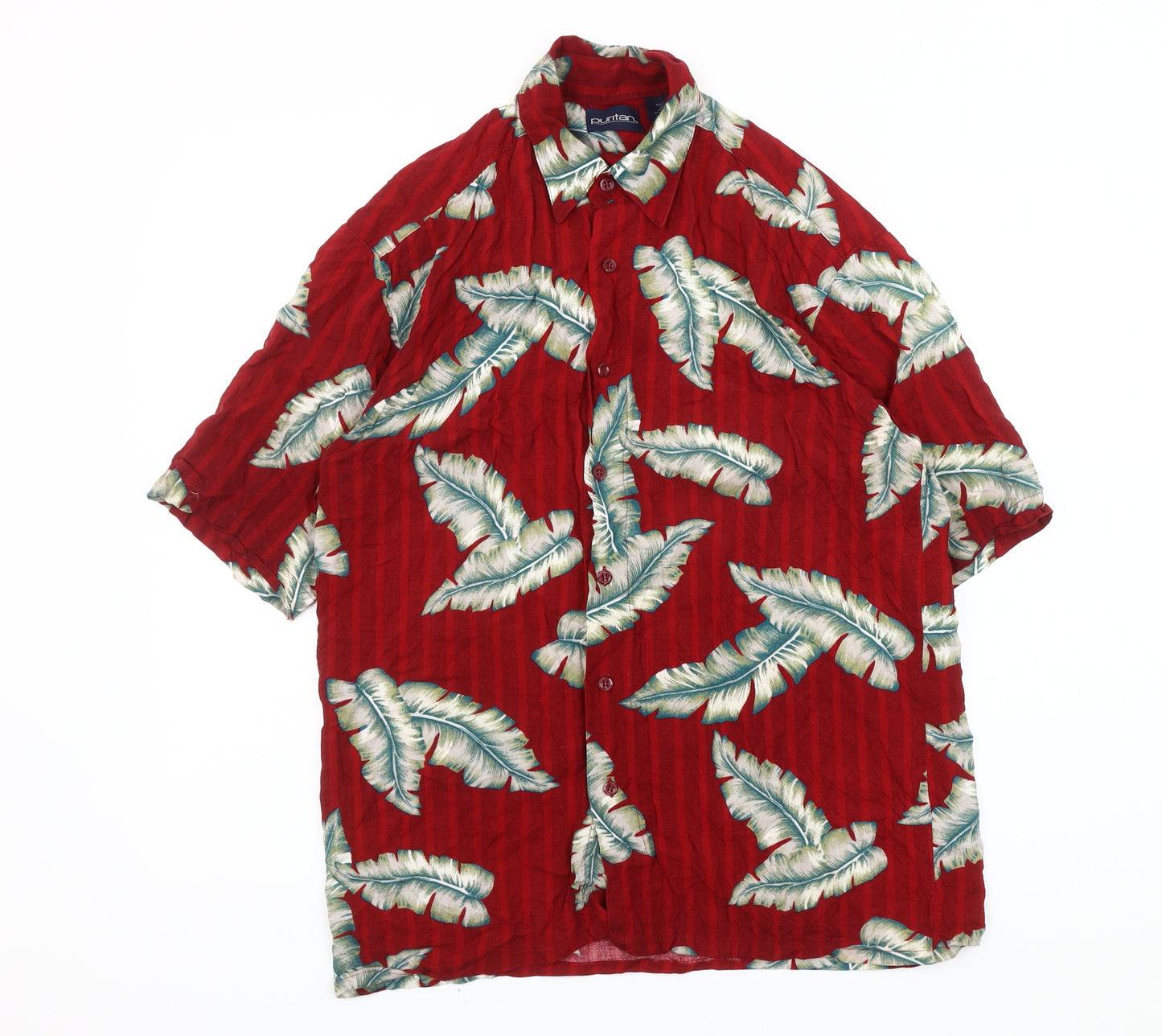 Puritan Men's Red Tropical Floral Shirt - Small
