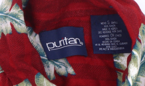Puritan Men's Red Tropical Floral Shirt - Small
